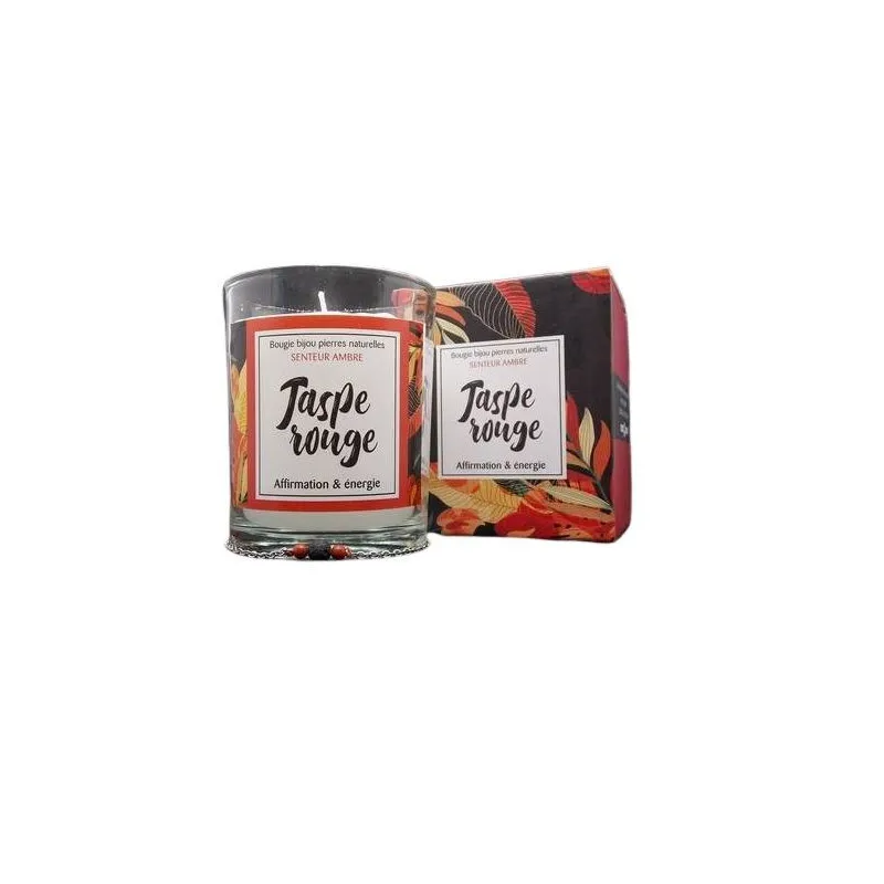 Nildor Bougie Ambre & Bijou Jaspe Rouge 150g