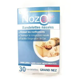 Nozoair 30 Bandelettes Nasales Anti-ronflement Grand Nez