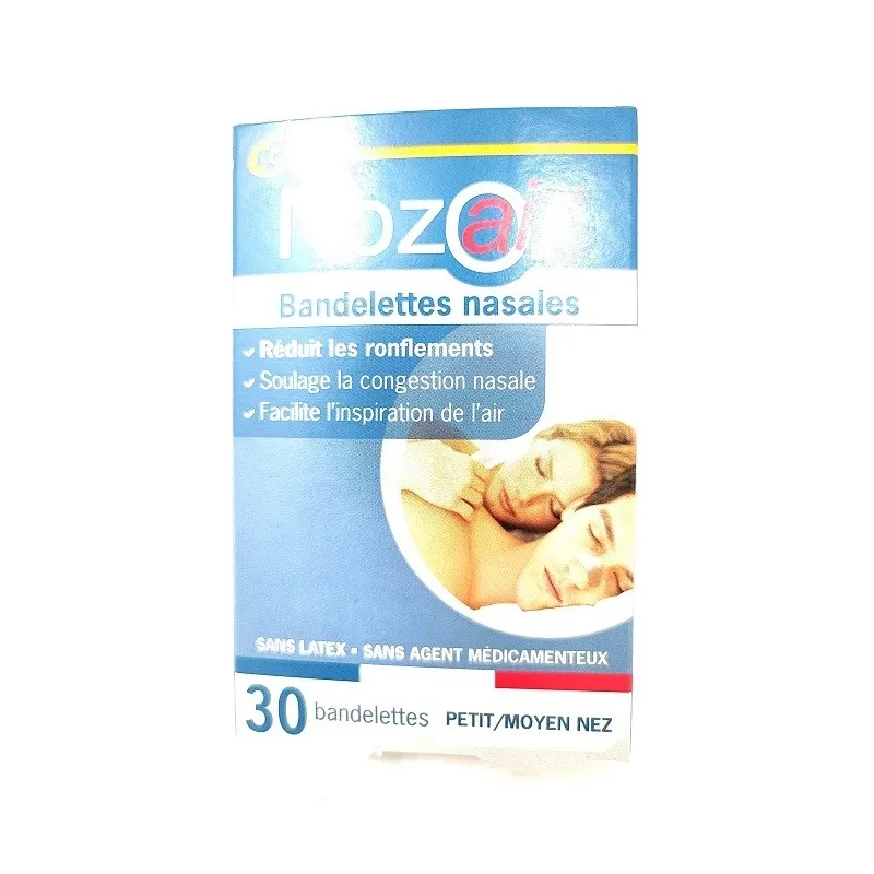 Nozoair 30 Bandelettes Nasales Anti-ronflement Petit et Moyen Nez