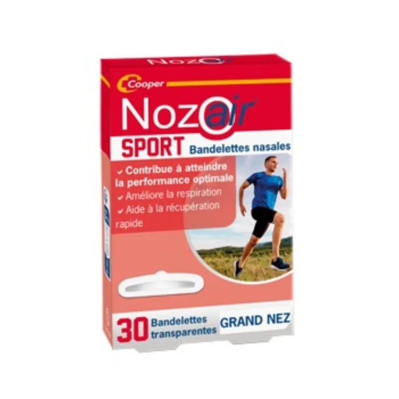 Nozoair Sport Grand Nez 30 Bandelettes Transparentes Nozoair Sport Grand Nez 30 Bandelettes Transparentes