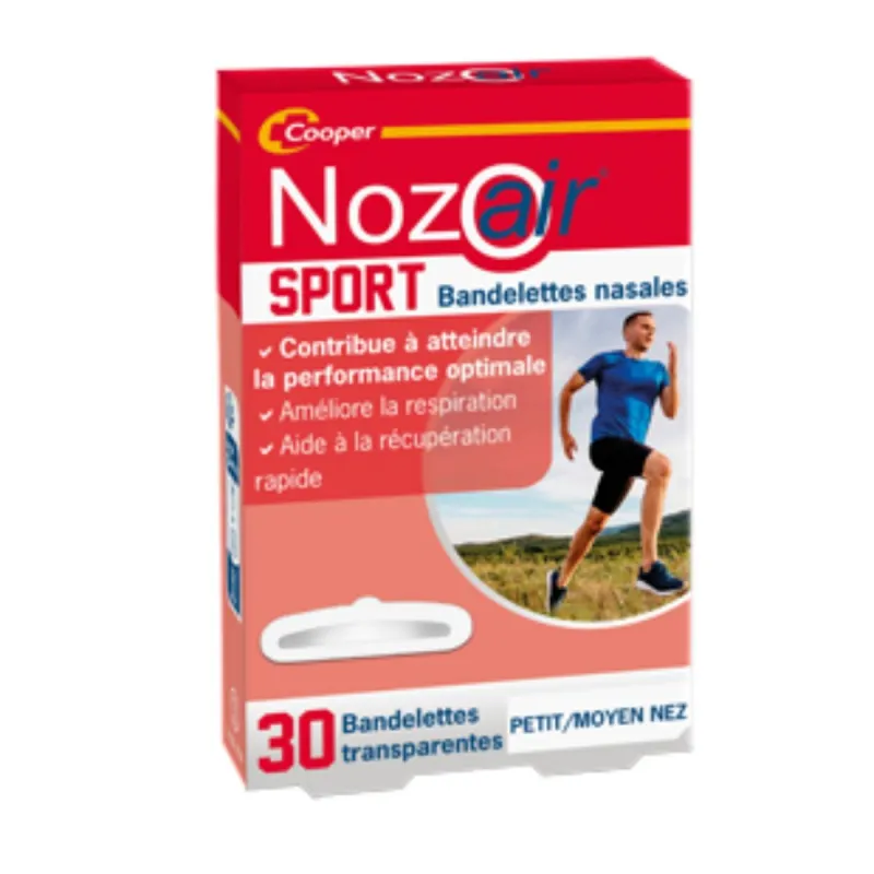 Nozoair Sport Petit/Moyen Nez 30 Bandelettes Transparentes Nozoair Sport Petit/Moyen Nez 30 Bandelettes Transparentes