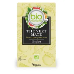 Nutrisanté Bio Thé Vert Maté Tonifiant Pamplemousse 20 Sachets