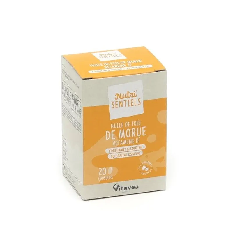 Nutri'sentiels Huile De Foie De Morue Vitamine D 20 capsules Nutri'sentiels Huile De Foie De Morue Vitamine D 20 capsules