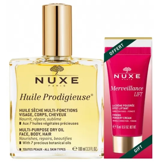 Nuxe Huile Prodigieuse 100ml +Merveillance Lift Crème Poudrée 15mlOFFERT Nuxe Huile Prodigieuse 100ml +Merveillance Lift Crème Poudrée 15mlOFFERT