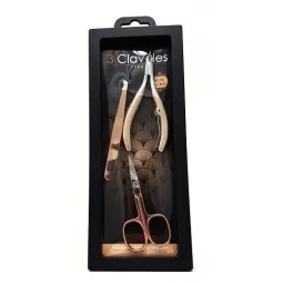 3 Claveles Coffret Manucure et Pince à Epiler Biais Dorés Or Fin