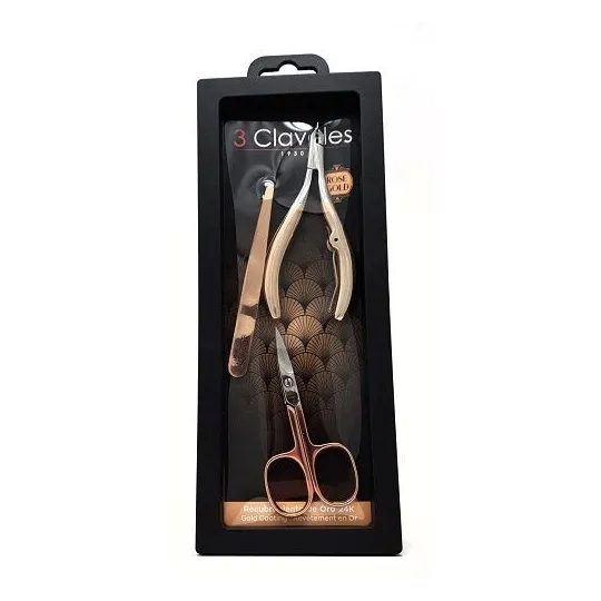 3 Claveles Coffret Manucure et Pince à Epiler Biais Dorés Or Fin 3 Claveles Coffret Manucure et Pince à Epiler Biais Dorés Or Fin