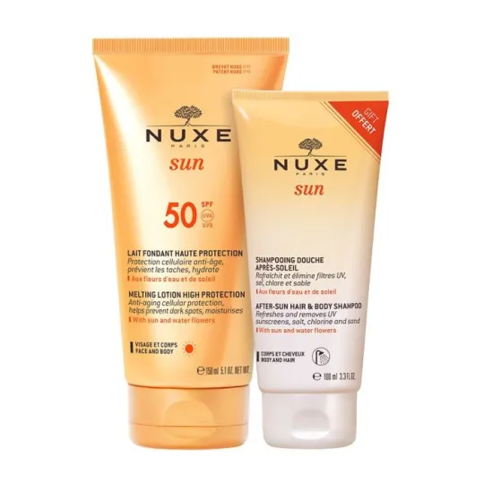Nuxe Sun Lait Délicieux Haute Protection SPF 50 150ml+ Shampooing Douche Après-soleil 100ml OFFERT Nuxe Sun Lait Délicieux Haute Protection SPF 50 150ml+ Shampooing Douche Après-soleil 100ml OFFERT
