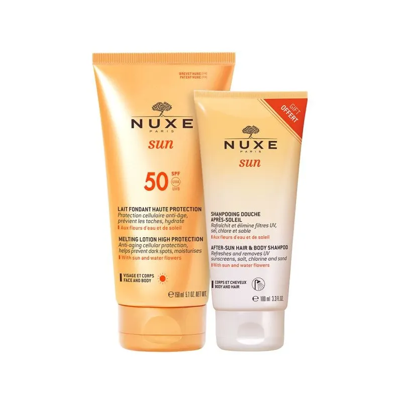 Nuxe Sun Lait Délicieux Haute Protection SPF 50 150ml+ Shampooing Douche Après-soleil 100ml OFFERT Nuxe Sun Lait Délicieux Haute Protection SPF 50 150ml+ Shampooing Douche Après-soleil 100ml OFFERT