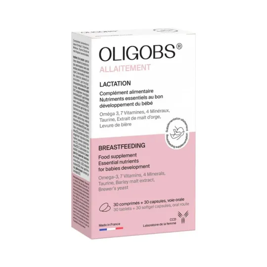 Oligobs Allaitement 30 comprimés + 30 capsules. Oligobs Allaitement 30 comprimés + 30 capsules.
