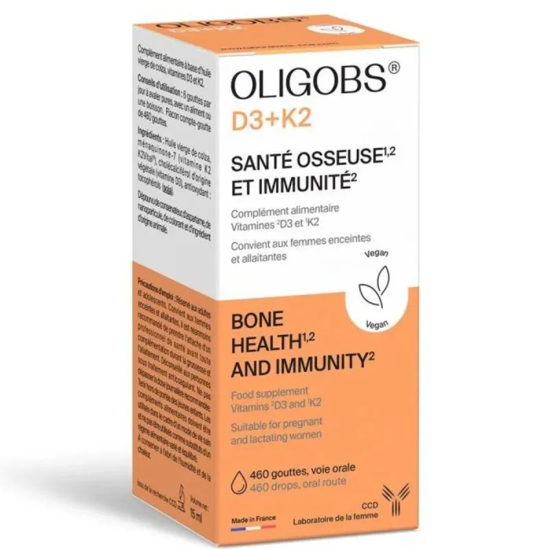 Oligobs D3+K2 Santé Osseuse et Immunité 460 gouttes