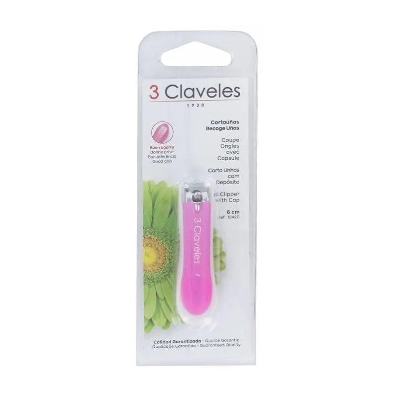 3 Claveles Coupe Ongles avec Capsule 6cm-rose