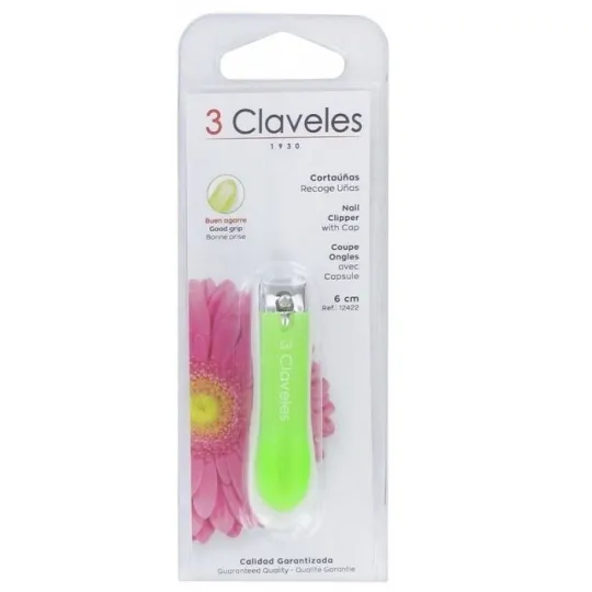 3 Claveles Coupe Ongles avec Capsule 6cm-vert 3 Claveles Coupe Ongles avec Capsule 6cm-vert