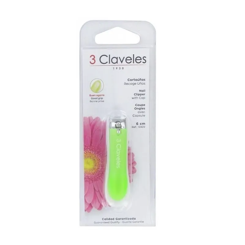 3 Claveles Coupe Ongles avec Capsule 6cm-vert 3 Claveles Coupe Ongles avec Capsule 6cm-vert