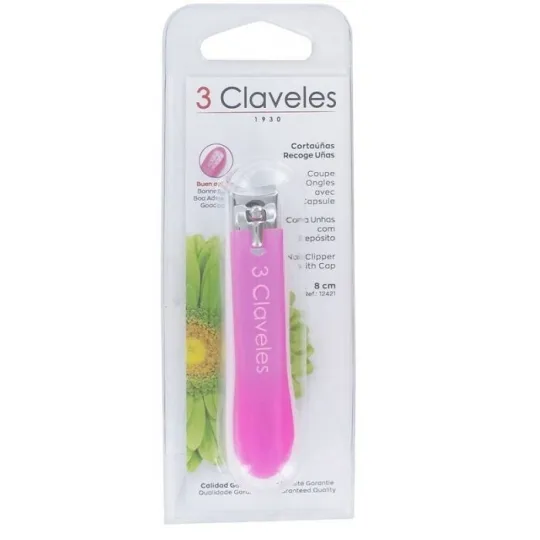 3 Claveles Coupe Ongles avec Capsules 8cm-rose 3 Claveles Coupe Ongles avec Capsules 8cm-rose