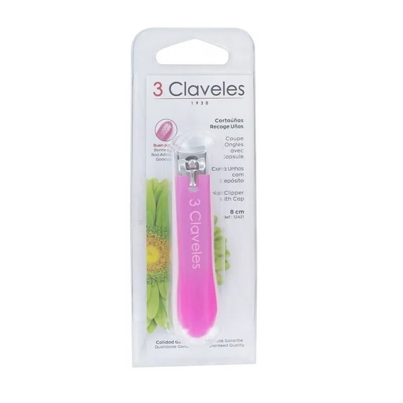 3 Claveles Coupe Ongles avec Capsules 8cm-rose 3 Claveles Coupe Ongles avec Capsules 8cm-rose
