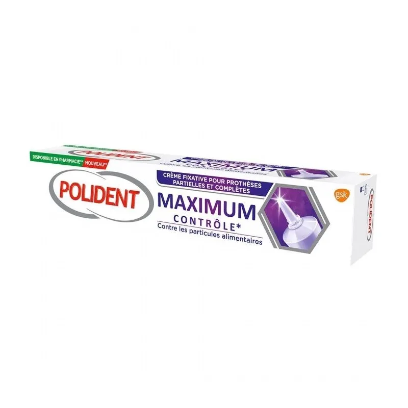 Polident Maximum Contrôle Crème Fixative Prothèses Dentaires 70g