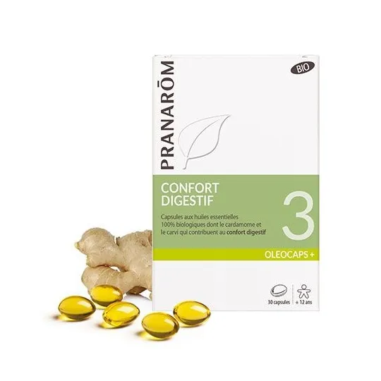 Pranarôm Oléocaps Plus 3 Confort Digestif Bio 30 Capsules Pranarôm Oléocaps Plus 3 Confort Digestif Bio 30 Capsules