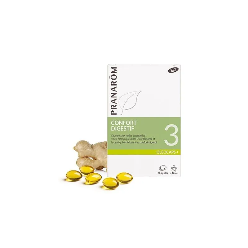 Pranarôm Oléocaps Plus 3 Confort Digestif Bio 30 Capsules Pranarôm Oléocaps Plus 3 Confort Digestif Bio 30 Capsules