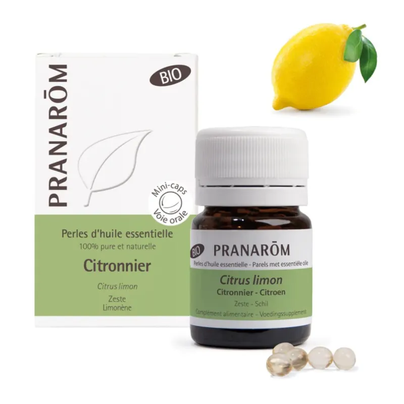 Pranarôm Perles d'Huiles Essentielles de Citronnier Bio Pranarôm Perles d'Huiles Essentielles de Citronnier Bio