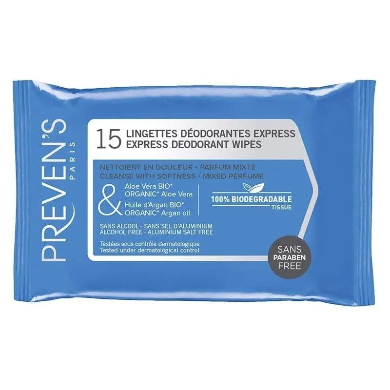 Preven's 15 Lingettes Déodorantes Express