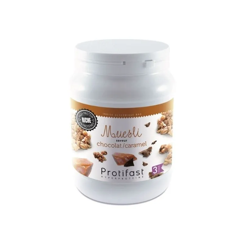 Protifast Céréales Muesli chocolat et caramel Pot 450gr Protifast Céréales Muesli chocolat et caramel Pot 450gr