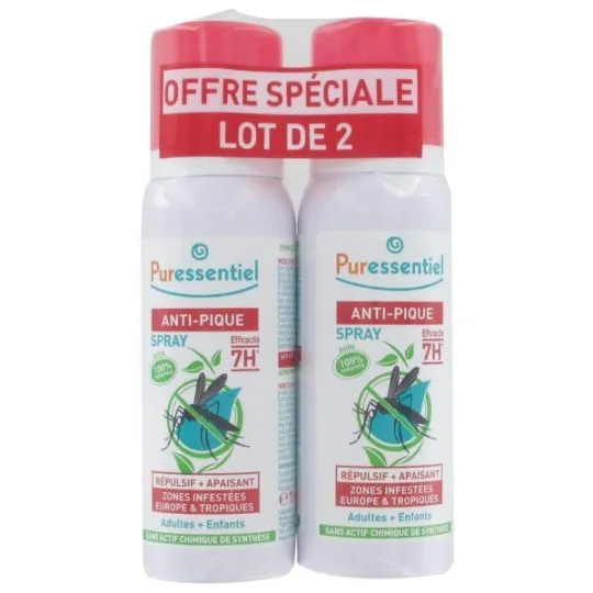 Puressentiel Anti-Pique Spray Repulsif et Apaisant Lot de 2x75ml Puressentiel Anti-Pique Spray Repulsif et Apaisant Lot de 2x75ml