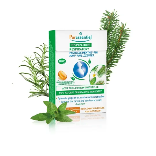 Puressentiel Respiratoire Pastilles Bio Menthe-Pin 20 Pastilles