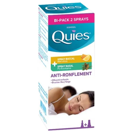 Quies Bi-Pack 2 Sprays Anti-Ronflement 15ml + 75ml Quies Bi-Pack 2 Sprays Anti-Ronflement 15ml + 75ml