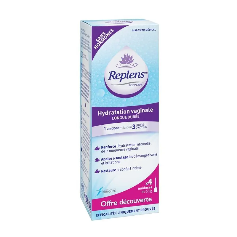 Replens Hydratation Vaginale 4 Unidoses de 5.9g Replens Hydratation Vaginale 4 Unidoses de 5.9g