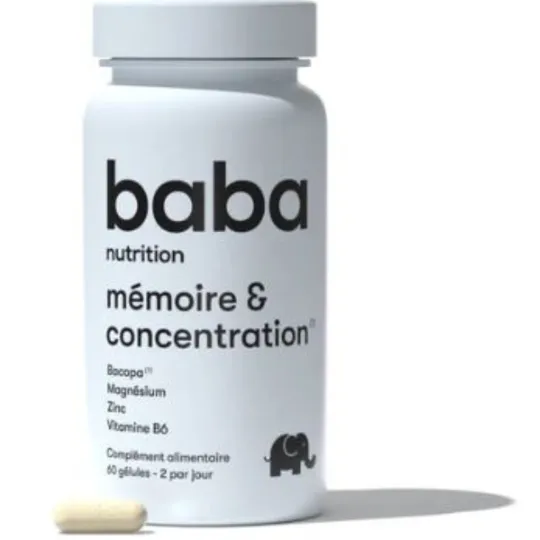 Baba Nutrition Mémoire & Concentration 60 Gélules Baba Nutrition Mémoire & Concentration 60 Gélules
