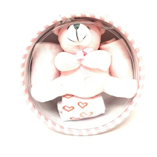 BabyOops Coffret 3 Paires de Chaussettes 0-6 mois-Ourson rose