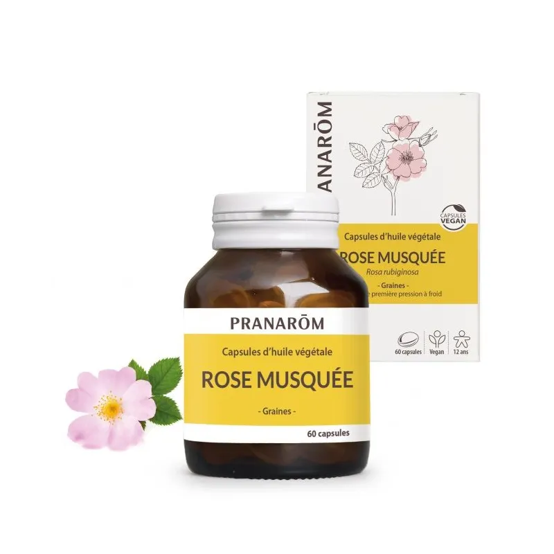 Rose Musquée Pranarôm 60 Capsules Végétales Vegan Rose Musquée Pranarôm 60 Capsules Végétales Vegan