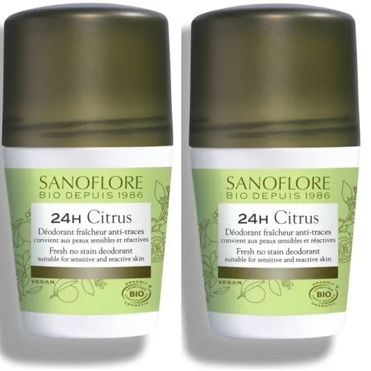 Sanoflore Déodorant 24 Heures Citrus Bio et Vegan 2X50ml