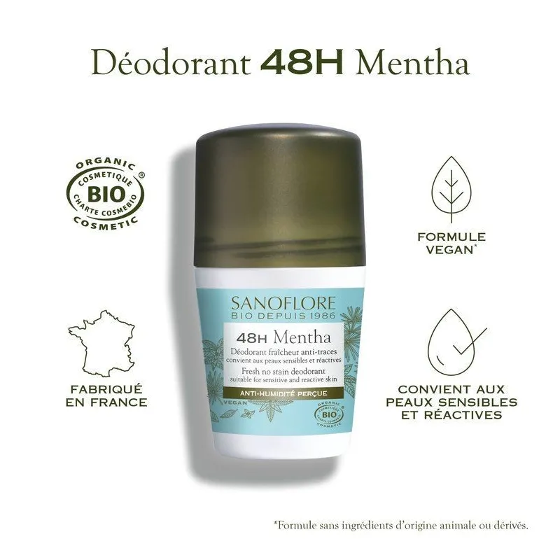 Sanoflore Déodorant 48 heures Mentha Bio et Vegan 50ml