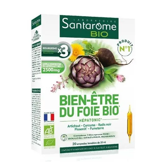 Santarome Bio Bien-être du Foie Bio 20 ampoulesX10ml Santarome Bio Bien-être du Foie Bio 20 ampoulesX10ml