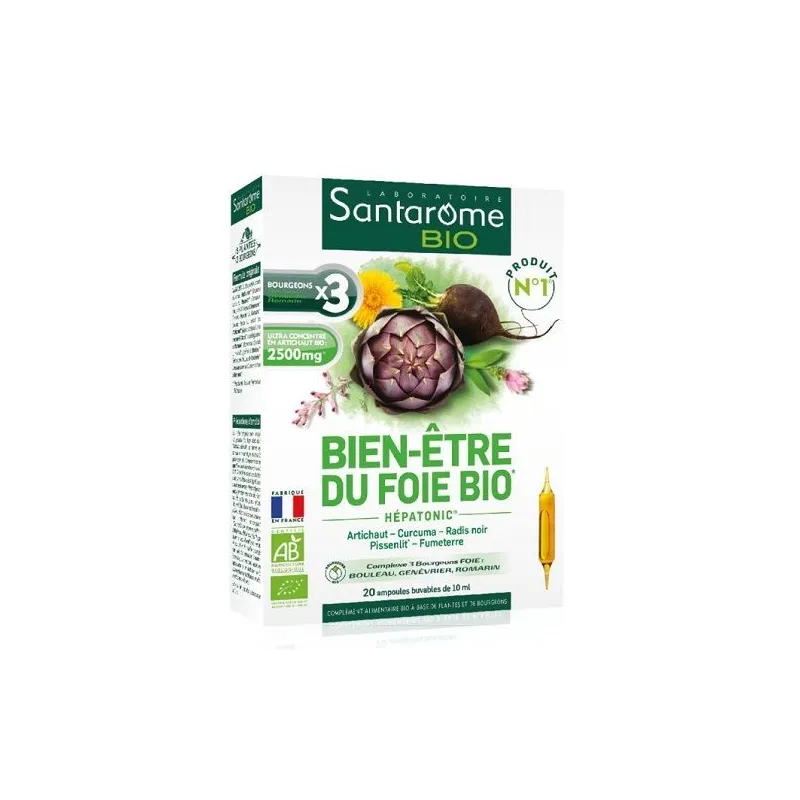Santarome Bio Bien-être du Foie Bio 20 ampoulesX10ml Santarome Bio Bien-être du Foie Bio 20 ampoulesX10ml