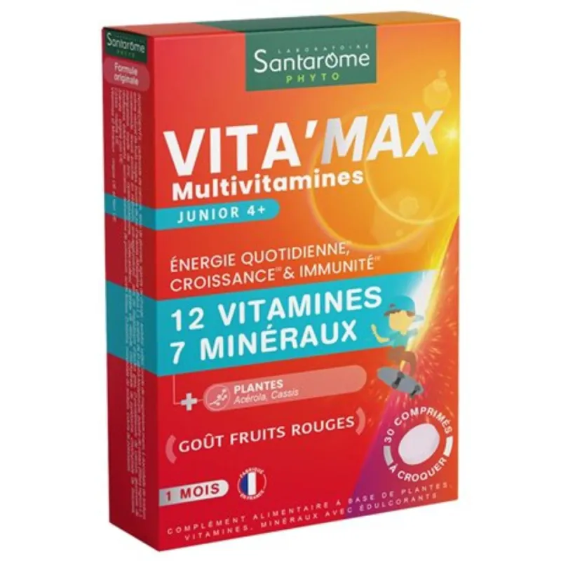 Santarôme Vita'Max Multivitamines Junior 4+ 30 comprimés Santarôme Vita'Max Multivitamines Junior 4+ 30 comprimés