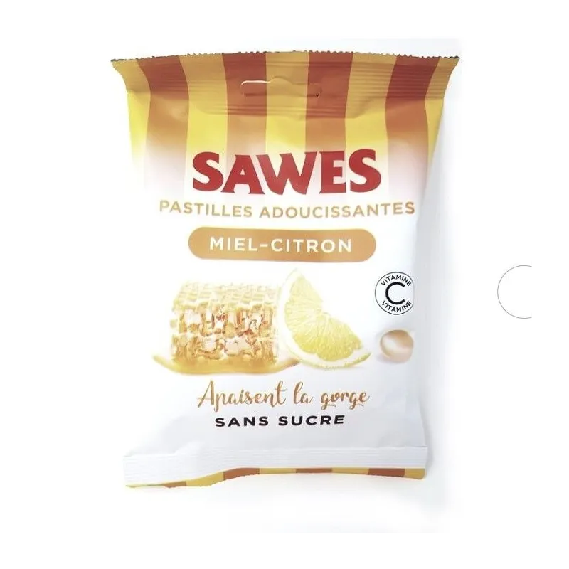 Sawes Pastilles Adoucissantes Miel-citron sans Sucre 50g Sawes Pastilles Adoucissantes Miel-citron sans Sucre 50g