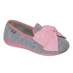 Scholl Chausson Creamy Gris Noeud Rose-T36