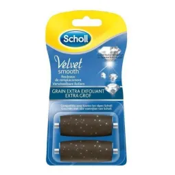 Scholl Rouleau Recharge Grain Extra Exfoliant pour Rape electrique Express Pedi Velvet Smooth - Lot de 2 recharges