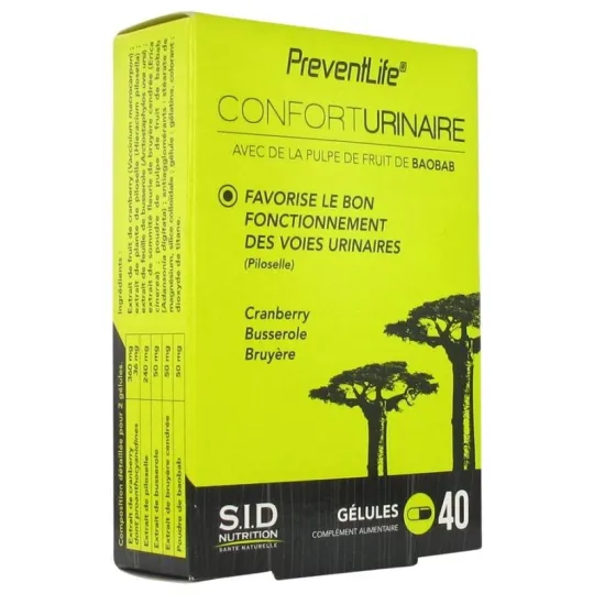 SID Nutrition Confort Urinaire Preventlife - 40 gélules SID Nutrition Confort Urinaire Preventlife - 40 gélules