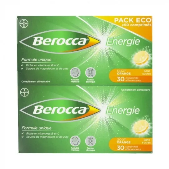 Berocca Energie 60 Comprimés Effervescents Sans Sucre