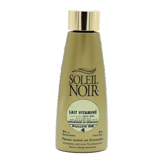 Soleil Noir Lait Vitaminé Pailleté OR 4 Sublimateur de Bronzage 150ml Soleil Noir Lait Vitaminé Pailleté OR 4 Sublimateur de Bronzage 150ml