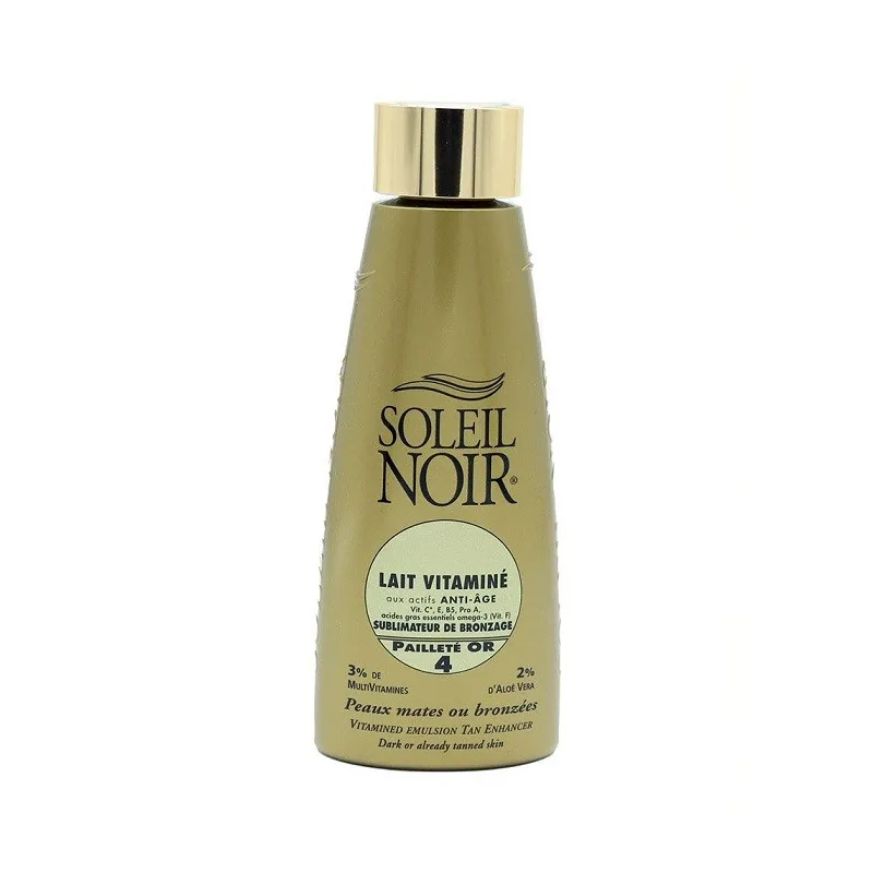 Soleil Noir Lait Vitaminé Pailleté OR 4 Sublimateur de Bronzage 150ml Soleil Noir Lait Vitaminé Pailleté OR 4 Sublimateur de Bronzage 150ml