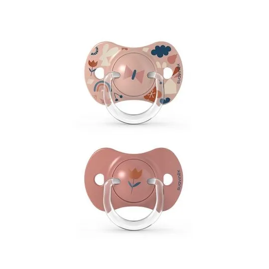 Suavinex 2 Sucettes Symétriques Silicone 6-18 mois -Forest Rose