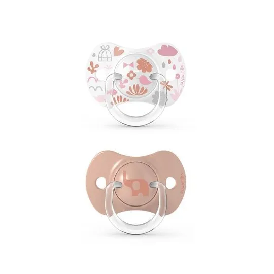 Suavinex 2 Sucettes Symétriques Silicone 6-18 mois -Memories rose