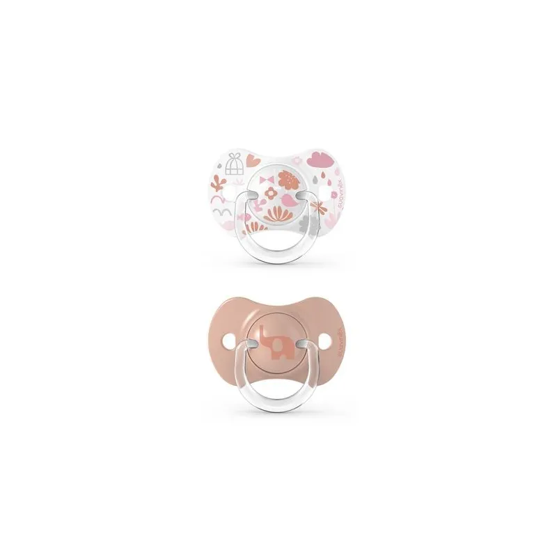 Suavinex 2 Sucettes Symétriques Silicone 6-18 mois -Memories rose