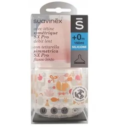 Suavinex Biberon Tétine Symétrique SX Pro Débit Lent Silicone 150ml-rose