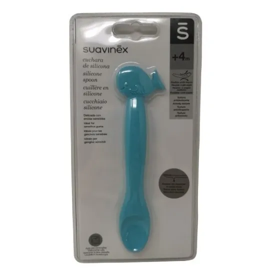 Suavinex Cuillère Silicone bleu +4 mois