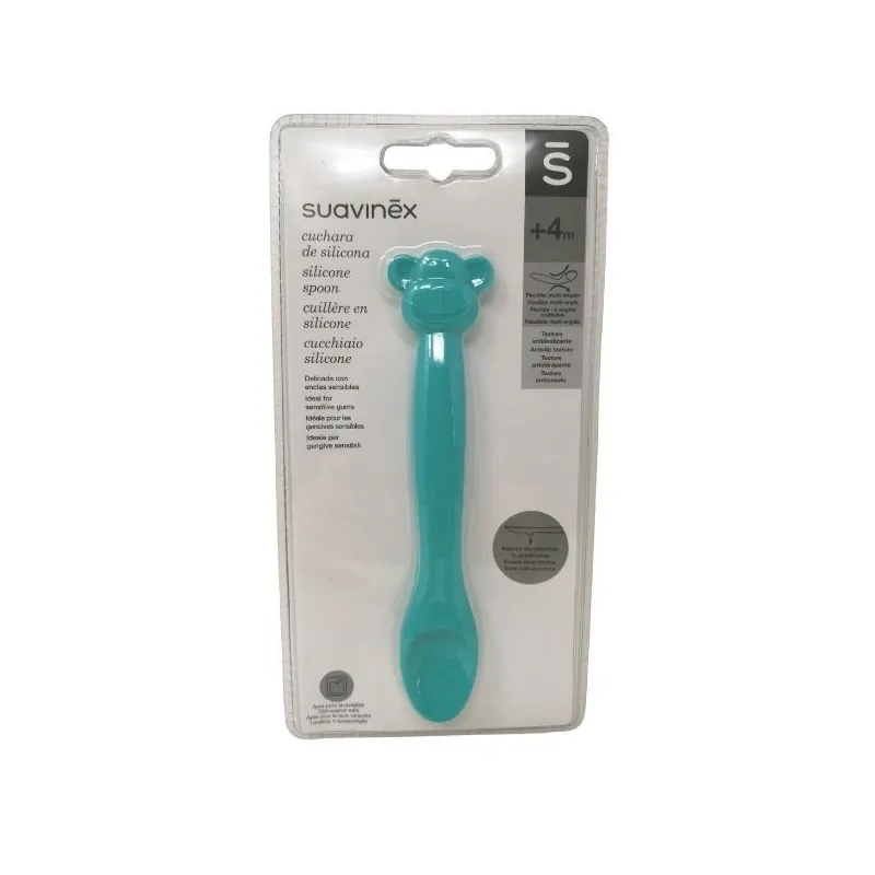 Suavinex Cuillère Silicone Turquoise +4 mois